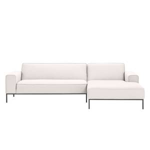 Ecksofa Ampio I Webstoff Stoff Floreana: Beige - Longchair davorstehend rechts - Grau