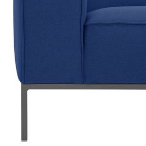 Ecksofa Ampio I Webstoff Stoff Floreana: Dunkelblau II - Longchair davorstehend rechts - Grau