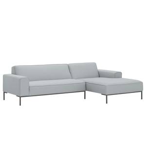 Ecksofa Ampio I Webstoff Stoff Floreana: Hellgrau - Longchair davorstehend rechts - Grau