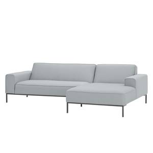 Ecksofa Ampio I Webstoff Stoff Floreana: Hellgrau - Longchair davorstehend rechts - Grau