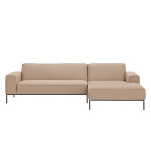 Ecksofa Ampio I Webstoff Stoff Floreana: Kamel - Longchair davorstehend rechts - Grau