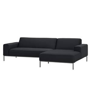 Ecksofa Ampio I Webstoff Stoff Naya: Anthrazit - Longchair davorstehend rechts - Grau