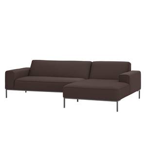 Ecksofa Ampio I Webstoff Stoff Naya: Braun - Longchair davorstehend rechts - Grau