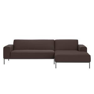 Ecksofa Ampio I Webstoff Stoff Naya: Braun - Longchair davorstehend rechts - Grau