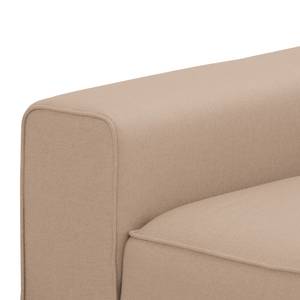 Ecksofa Ampio I Webstoff Stoff Floreana: Kamel - Longchair davorstehend rechts - Schwarz