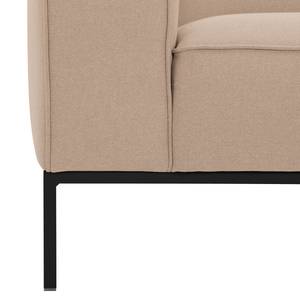 Ecksofa Ampio I Webstoff Stoff Floreana: Kamel - Longchair davorstehend rechts - Schwarz