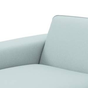 Ecksofa Ampio I Webstoff Stoff Floreana: Mintgrün - Longchair davorstehend rechts - Schwarz