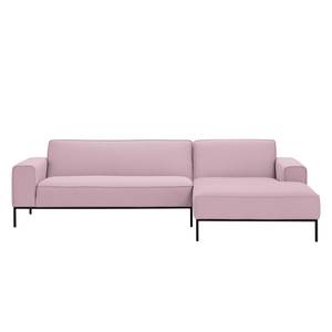 Ecksofa Ampio I Webstoff Stoff Floreana: Rosa - Longchair davorstehend rechts - Schwarz