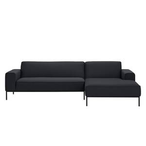 Ecksofa Ampio I Webstoff Stoff Naya: Anthrazit - Longchair davorstehend rechts - Schwarz