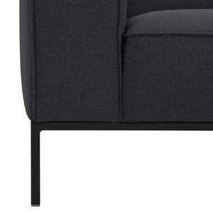 Ecksofa Ampio I Webstoff Stoff Naya: Anthrazit - Longchair davorstehend rechts - Schwarz