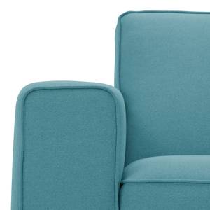 Hoekbank Ampio I geweven stof Stof Naya: Turquoise - Longchair vooraanzicht rechts - Zwart