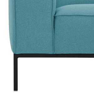 Hoekbank Ampio I geweven stof Stof Naya: Turquoise - Longchair vooraanzicht rechts - Zwart