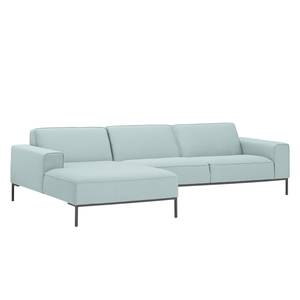 Ecksofa Ampio II Webstoff Stoff Floreana: Mintgrün - Longchair davorstehend links - Grau