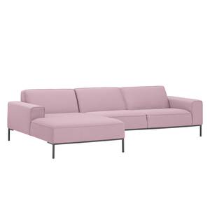 Ecksofa Ampio II Webstoff Stoff Floreana: Rosa - Longchair davorstehend links - Grau