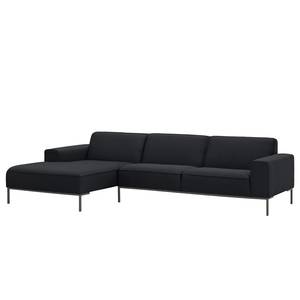 Ecksofa Ampio II Webstoff Stoff Naya: Anthrazit - Longchair davorstehend links - Grau