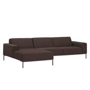 Ecksofa Ampio II Webstoff Stoff Naya: Braun - Longchair davorstehend links - Grau