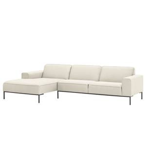 Ecksofa Ampio II Webstoff Stoff Naya: Hellbeige - Longchair davorstehend links - Grau