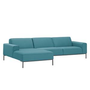 Ecksofa Ampio II Webstoff Stoff Naya: Türkis - Longchair davorstehend links - Grau