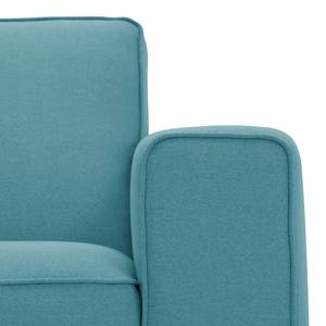 Ecksofa Ampio II Webstoff Stoff Naya: Türkis - Longchair davorstehend links - Grau