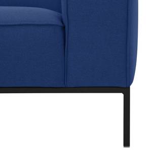 Ecksofa Ampio II Webstoff Stoff Floreana: Dunkelblau II - Longchair davorstehend links - Schwarz