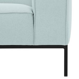 Ecksofa Ampio II Webstoff Stoff Floreana: Mintgrün - Longchair davorstehend links - Schwarz