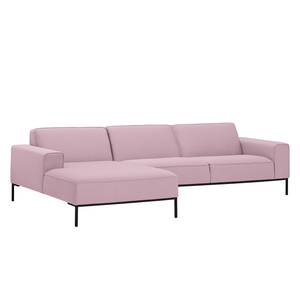 Ecksofa Ampio II Webstoff Stoff Floreana: Rosa - Longchair davorstehend links - Schwarz