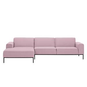 Ecksofa Ampio II Webstoff Stoff Floreana: Rosa - Longchair davorstehend links - Schwarz