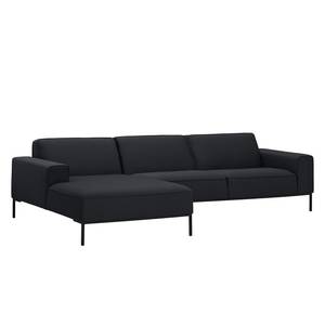 Ecksofa Ampio II Webstoff Stoff Naya: Anthrazit - Longchair davorstehend links - Schwarz