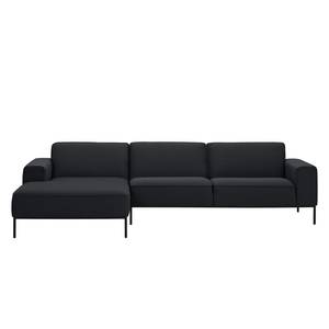 Ecksofa Ampio II Webstoff Stoff Naya: Anthrazit - Longchair davorstehend links - Schwarz