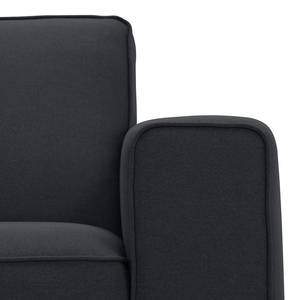 Ecksofa Ampio II Webstoff Stoff Naya: Anthrazit - Longchair davorstehend links - Schwarz