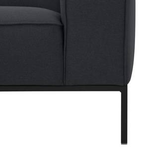 Ecksofa Ampio II Webstoff Stoff Naya: Anthrazit - Longchair davorstehend links - Schwarz