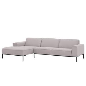 Ecksofa Ampio II Webstoff Stoff Naya: Grau-Beige - Longchair davorstehend links - Schwarz