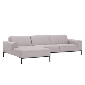 Ecksofa Ampio II Webstoff Stoff Naya: Grau-Beige - Longchair davorstehend links - Schwarz