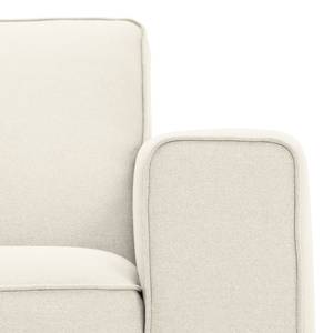 Ecksofa Ampio II Webstoff Stoff Naya: Hellbeige - Longchair davorstehend links - Schwarz