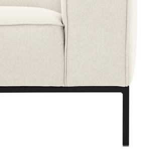 Ecksofa Ampio II Webstoff Stoff Naya: Hellbeige - Longchair davorstehend links - Schwarz