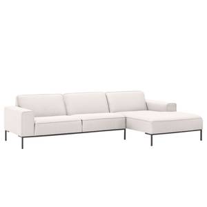 Ecksofa Ampio II Webstoff Stoff Floreana: Beige - Longchair davorstehend rechts - Grau