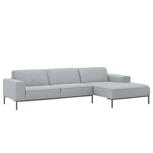 Ecksofa Ampio II Webstoff Stoff Floreana: Hellgrau - Longchair davorstehend rechts - Grau