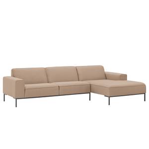 Ecksofa Ampio II Webstoff Stoff Floreana: Kamel - Longchair davorstehend rechts - Grau