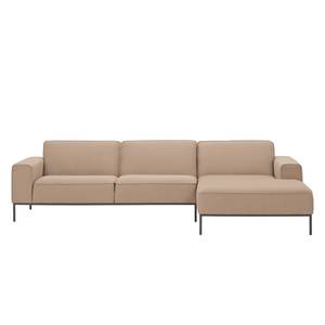 Ecksofa Ampio II Webstoff Stoff Floreana: Kamel - Longchair davorstehend rechts - Grau