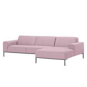 Ecksofa Ampio II Webstoff Stoff Floreana: Rosa - Longchair davorstehend rechts - Grau