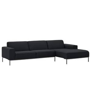 Ecksofa Ampio II Webstoff Stoff Naya: Anthrazit - Longchair davorstehend rechts - Grau