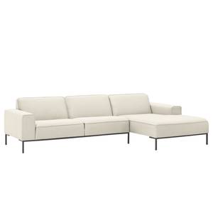 Ecksofa Ampio II Webstoff Stoff Naya: Hellbeige - Longchair davorstehend rechts - Grau