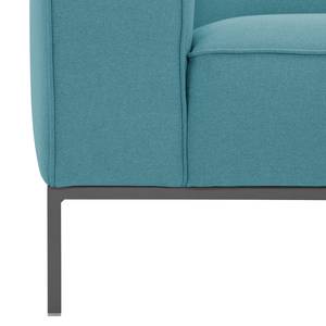 Hoekbank Ampio II geweven stof Stof Naya: Turquoise - Longchair vooraanzicht rechts - Grijs