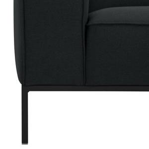 Ecksofa Ampio II Webstoff Stoff Floreana: Anthrazit - Longchair davorstehend rechts - Schwarz