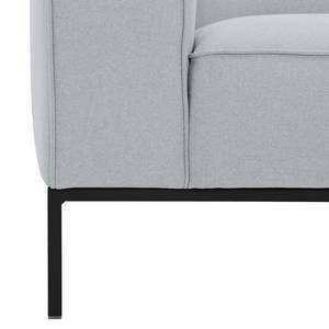 Ecksofa Ampio II Webstoff Stoff Floreana: Hellgrau - Longchair davorstehend rechts - Schwarz