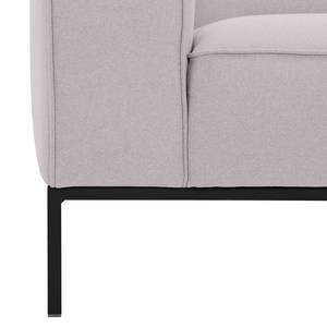 Ecksofa Ampio II Webstoff Stoff Naya: Grau-Beige - Longchair davorstehend rechts - Schwarz