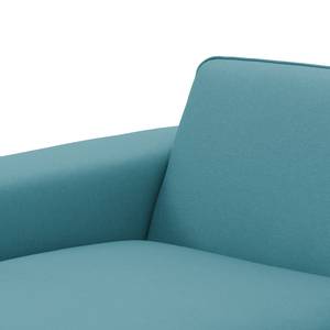 Hoekbank Ampio II geweven stof Stof Naya: Turquoise - Longchair vooraanzicht links - Zwart