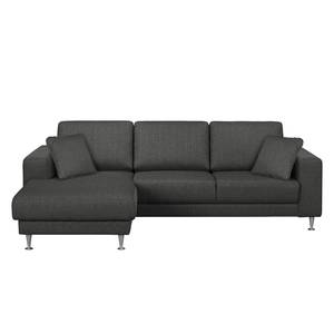 Ecksofa Arietta II Strukturstoff Anthrazit - Longchair davorstehend links