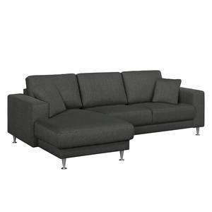 Ecksofa Arietta II Strukturstoff Anthrazit - Longchair davorstehend links