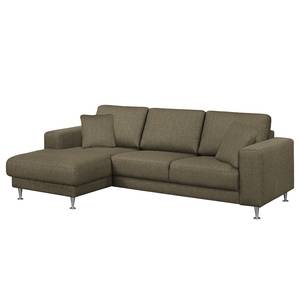 Ecksofa Arietta II Strukturstoff Havanna - Longchair davorstehend links